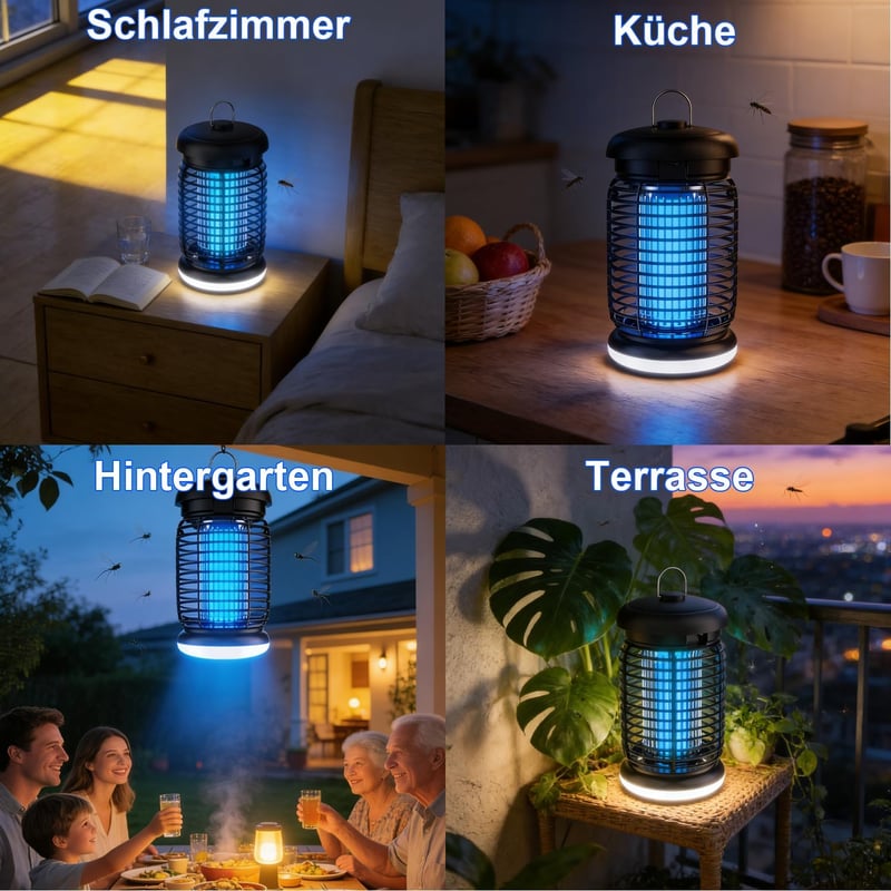 WUEAOA UV Rovarcsapda 4200V 15W LED Szúnyog- és Legycsapda Beltéri Kültéri IPX4