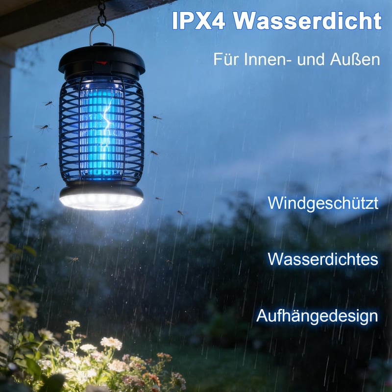 WUEAOA UV Rovarcsapda 4200V 15W LED Szúnyog- és Legycsapda Beltéri Kültéri IPX4