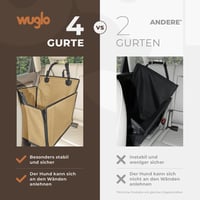 WUGLO Erősített Kutyaülés Autóhoz M-es Méret Vízálló Beige - M, beige 4
