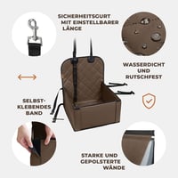 WUGLO Extra Stabil Autós Kutyaülés - Vízálló Kisállat Hordozó Kis és Közepes Kutyáknak - 3 Pántos Rögzítés, Megerősített Falak, Első és Háts 4