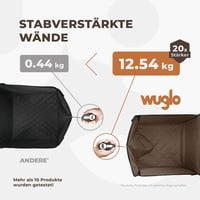 WUGLO Extra Stabil Autós Kutyaülés - Vízálló Kisállat Hordozó Kis és Közepes Kutyáknak - 3 Pántos Rögzítés, Megerősített Falak, Első és Háts 3