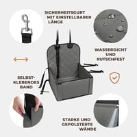 WUGLO Extra Stabil Kutya Autósülés - Megerősített Falú Vízálló Kisállat Ülés Kis és Közepes Kutyáknak - Állítható Pántokkal Első és Hátsó Ül 4