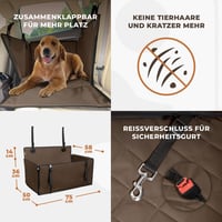 WUGLO Extra Stabil Kutyaülés Autóhoz L Méret Barna Vízálló Erősített Hátsó Ülésre 6