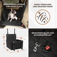 WUGLO Extra Stabil Kutyaülés Autóhoz - Vízálló Autós Ülés Kis és Közepes Kutyáknak, S-es Méret, Fekete - S, black 6