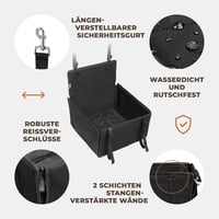 WUGLO Extra Stabil Kutyaülés Autóhoz - Vízálló Autós Ülés Kis és Közepes Kutyáknak, S-es Méret, Fekete - S, black 5