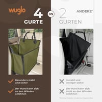 WUGLO Autosedačka pre psov na zadné sedadlo - veľkosť M, kaki - extra stabilná, vodoodolná autosedačka so 4 upevňovacími popruhmi pre stredne veľké psy (max. 18 kg) 3