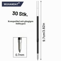 Set 30 Rezerve Pix WUHANDAT 0,7 mm Negru, Set Rezerve Înlocuibile pentru Pix 6