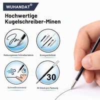 Set 30 Rezerve Pix WUHANDAT 0,7 mm Negru, Set Rezerve Înlocuibile pentru Pix 2