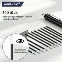 Set 30 Rezerve Pix WUHANDAT 0,7 mm Negru, Set Rezerve Înlocuibile pentru Pix 5