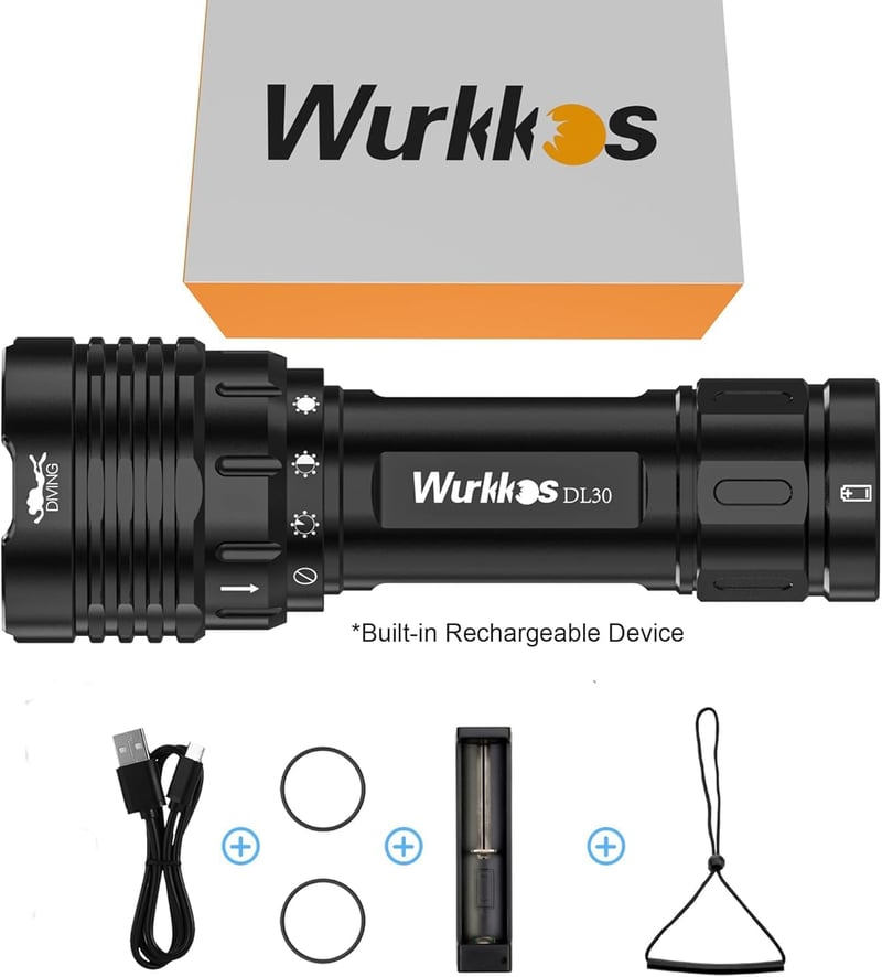 Wurkkos DL30 3600 Lumen Merülőlámpa Vízálló IPX8 USB Töltővel
