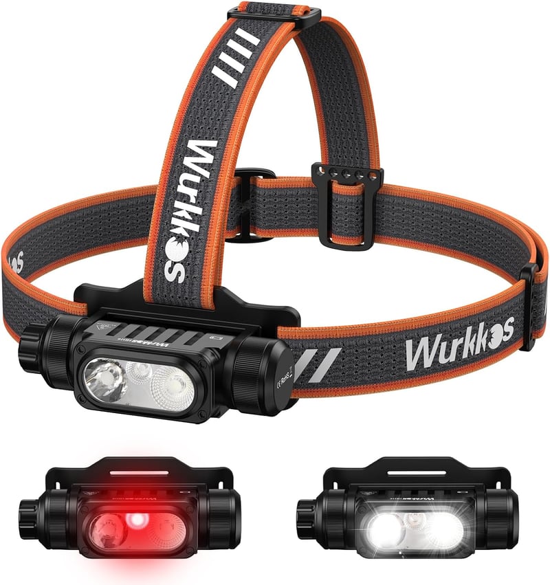 Lanternă frontală Wurkkos HD16 cu lumină roșie, 2500 lumeni, USB-C, rezistentă la apă