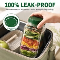 Recipient pentru Salată Wusejosapi de 1000 ml cu Deschidere Laterală, Compartiment pentru Sos și Capac cu Înșurubare, pentru Birou și Picnic 5