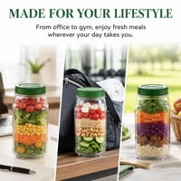 Recipient pentru Salată Wusejosapi de 1000 ml cu Deschidere Laterală, Compartiment pentru Sos și Capac cu Înșurubare, pentru Birou și Picnic 7