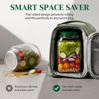 Recipient pentru Salată Wusejosapi de 1000 ml cu Deschidere Laterală, Compartiment pentru Sos și Capac cu Înșurubare, pentru Birou și Picnic 6