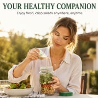 Recipient pentru Salată Wusejosapi de 1000 ml cu Deschidere Laterală, Compartiment pentru Sos și Capac cu Înșurubare, pentru Birou și Picnic 4