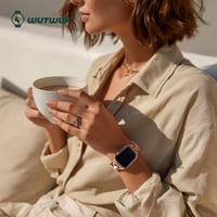 Kožený remienok wutwuk na Apple Watch pre ženy 42mm/41mm/40mm/38mm, kovová pracka v tvare D, kompatibilný s Apple Watch SE/11/10/9/8/7/6/5/4/3/2/1, červenohnedá a ružové zlato 6