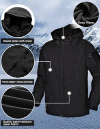 Wuzfully férfi softshell kabát taktikai vízálló téli dzseki kapucnival 4