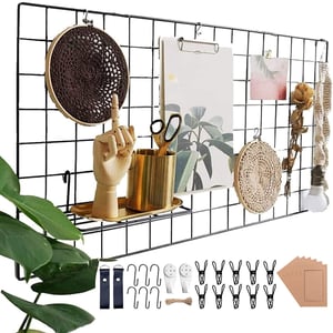 WUZILIN Zidna mrežasta ploča crna 40x80 cm – DIY željezni foto-zid, multifunkcionalna ploča za uspomene za kuhinju i uređenje doma