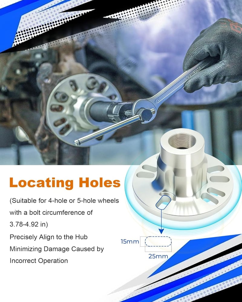 Wvoillty 12T Hidraulikus Kerékagy Lehúzó Professzionális Készlet 4/5-Lyukas Felnikhez