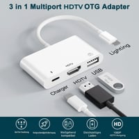 Wvoillty 3 v 1 Lightning HDMI adaptér pre iPhone a iPad, s certifikáciou Apple MFi, 1080P digitálny AV adaptér s funkciou OTG a nabíjaním, s podporou USB kľúčov, pre iPhone 14/13/12/11/XS/X 2