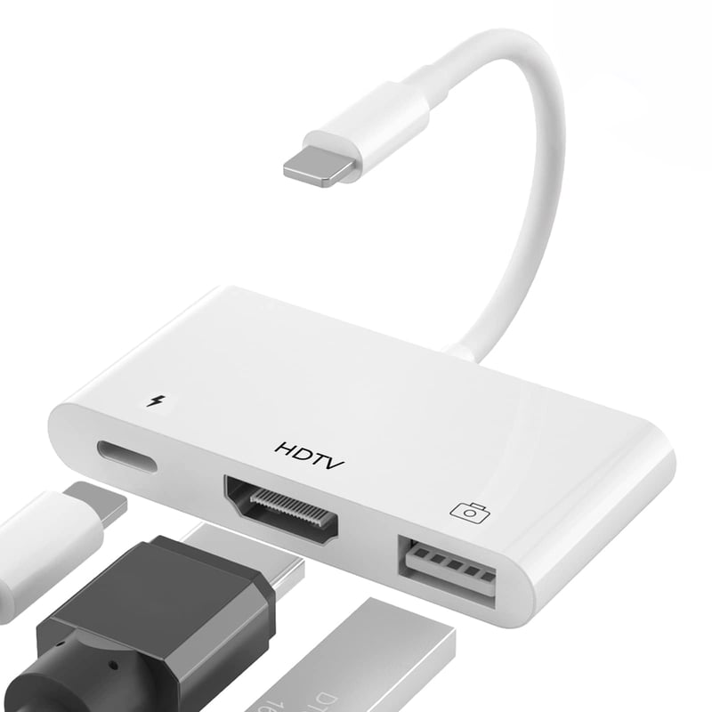 Wvoillty 3 v 1 Lightning HDMI adaptér pre iPhone a iPad, s certifikáciou Apple MFi, 1080P digitálny AV adaptér s funkciou OTG a nabíjaním, s podporou USB kľúčov, pre iPhone 14/13/12/11/XS/X