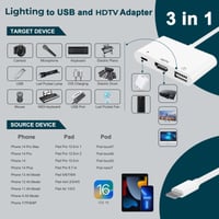 Wvoillty 3 v 1 Lightning HDMI adaptér pre iPhone a iPad, s certifikáciou Apple MFi, 1080P digitálny AV adaptér s funkciou OTG a nabíjaním, s podporou USB kľúčov, pre iPhone 14/13/12/11/XS/X 6