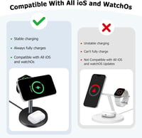 Wvoillty 3-in-1 Vezeték Nélküli Töltőállomás 15W MagSafe Kompatibilis iPhone 16/15/14/13 Apple Watch Qi2 Tanúsított 20W USB-C 5