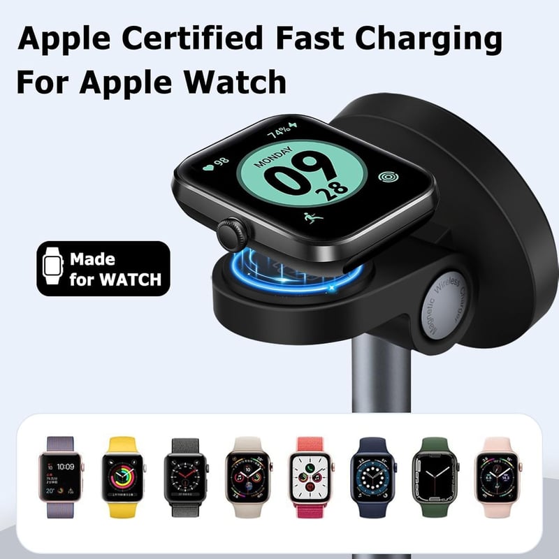 Wvoillty 3-in-1 Vezeték Nélküli Töltőállomás 15W MagSafe Kompatibilis iPhone 16/15/14/13 Apple Watch Qi2 Tanúsított 20W USB-C