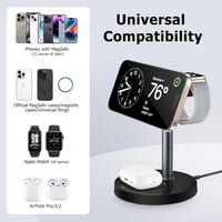 Wvoillty 3-in-1 Vezeték Nélküli Töltőállomás 15W MagSafe Kompatibilis iPhone 16/15/14/13 Apple Watch Qi2 Tanúsított 20W USB-C 4