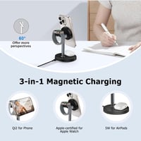 Wvoillty 3-in-1 Vezeték Nélküli Töltőállomás 15W MagSafe Kompatibilis iPhone 16/15/14/13 Apple Watch Qi2 Tanúsított 20W USB-C 6