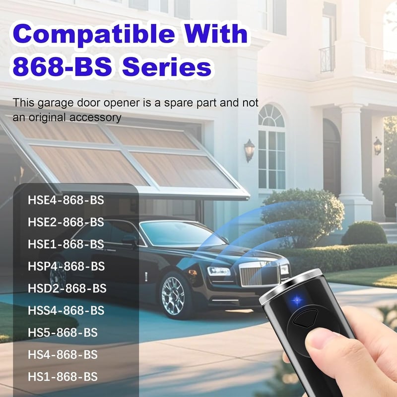 Wvoillty 868 MHz Kézi Távirányító Hörmann Garázskapu Nyitóhoz, 2 Gombos Kompatibilis HSE2BS Modellel