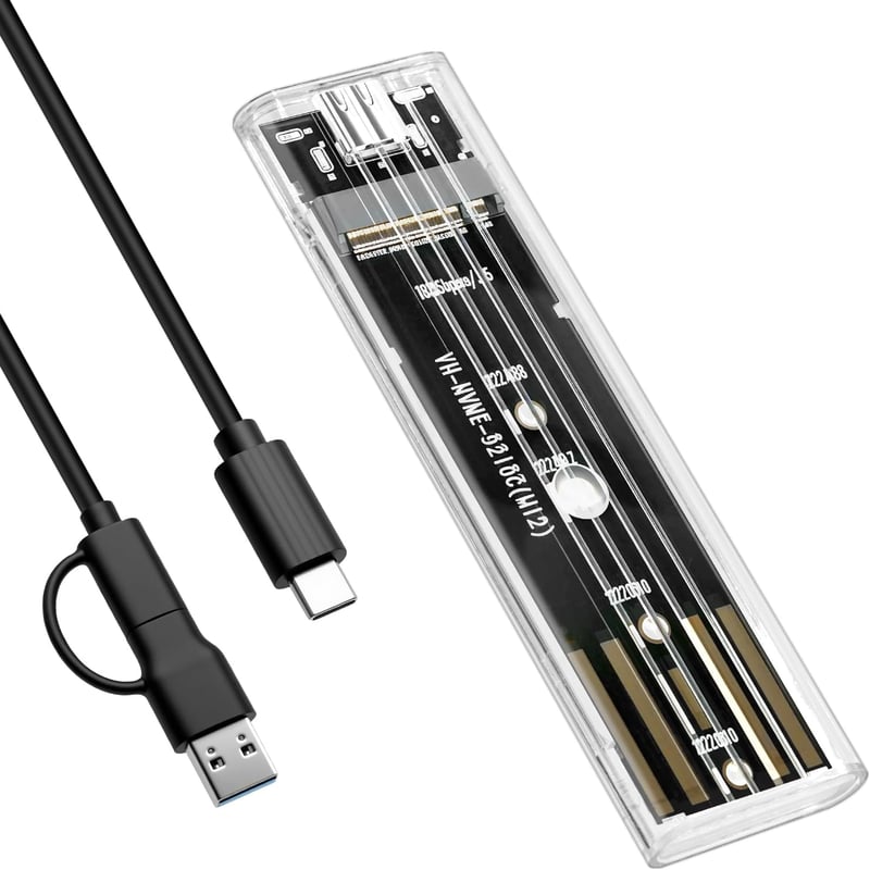 Wvoillty M.2 NVMe SSD Ház USB-C 10Gbps Adapter 2230/2242/2260/2280 PCIe SSD-khez UASP Támogatással Külső Merevlemez Tok
