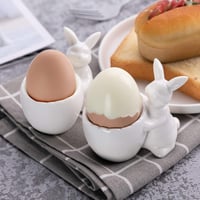 WW STYLE 2 db kerámia tojástartó nyúl mintával, porcelán tojáshenger ajándék 2