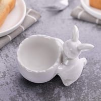 WW STYLE 2 db kerámia tojástartó nyúl mintával, porcelán tojáshenger ajándék 3