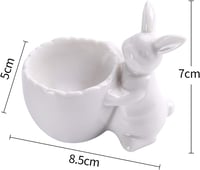 WW STYLE 2 db kerámia tojástartó nyúl mintával, porcelán tojáshenger ajándék 7