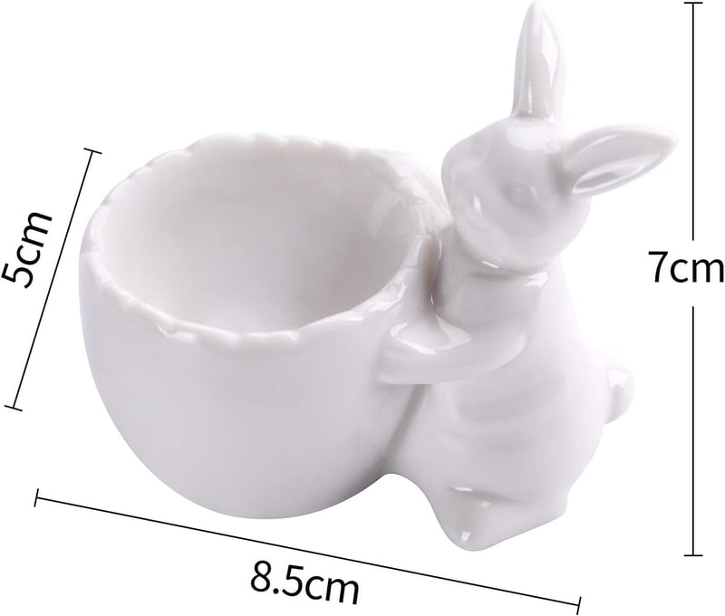 WW STYLE 2 db kerámia tojástartó nyúl mintával, porcelán tojáshenger ajándék