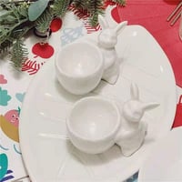 WW STYLE 2 db kerámia tojástartó nyúl mintával, porcelán tojáshenger ajándék 6