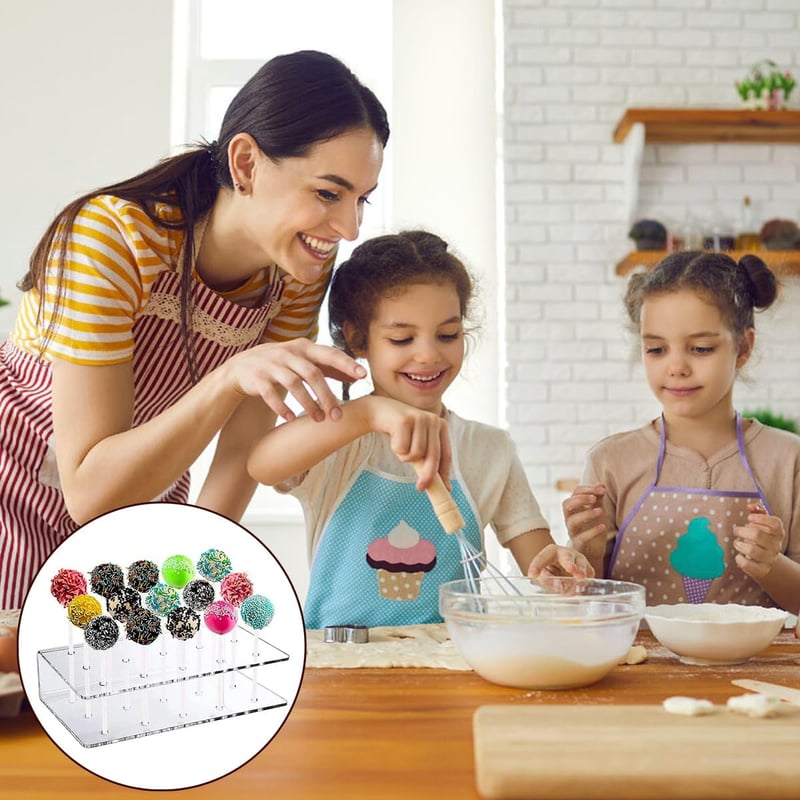 WWYSSZ 2db Cake Pop Tartó 20 Lyukkal, Lollipop Állvány Botokkal és Csomagolással