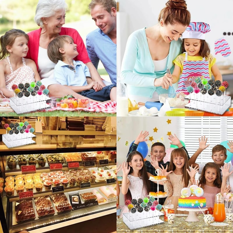 WWYSSZ 2db Cake Pop Tartó 20 Lyukkal, Lollipop Állvány Botokkal és Csomagolással