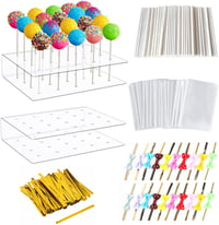 WWYSSZ 2db Cake Pop Tartó 20 Lyukkal, Lollipop Állvány Botokkal és Csomagolással 1