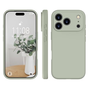 WXX silikonska maska za iPhone 17 Pro Max - ultra tanka s podstavom od mikrovlakana, zaštitna maska od tekućeg silikona, mat površina, 6,9 inča, bakreno zelena
