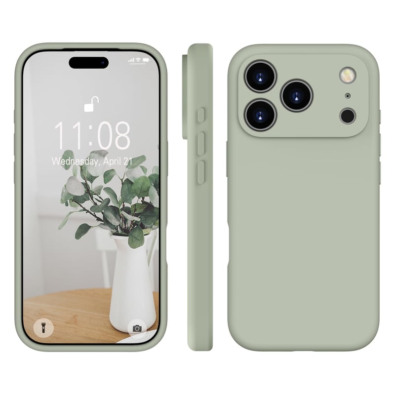 Silikónové puzdro WXX pre iPhone 17 Pro Max – ultra tenké s podšívkou z mikrovlákna, ochranný kryt z tekutého silikónu, matný povrch, 6,9 palca, medeno-zelená