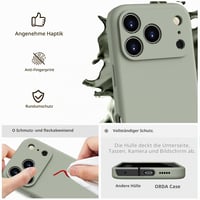Silikónové puzdro WXX pre iPhone 17 Pro Max – ultra tenké s podšívkou z mikrovlákna, ochranný kryt z tekutého silikónu, matný povrch, 6,9 palca, medeno-zelená 4
