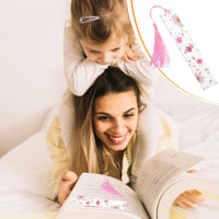 Semn de carte din rășină cu flori presate WY LIGHTING LEVEL cu ciucure, semn de carte cu flori naturale uscate pentru cititori, profesori și elevi, roz deschis 7