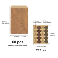 WYAN 60 plicuri vintage din hârtie kraft, maro, 15x10,5 cm, cu 60 de stickere, pentru invitații și scrisori 2