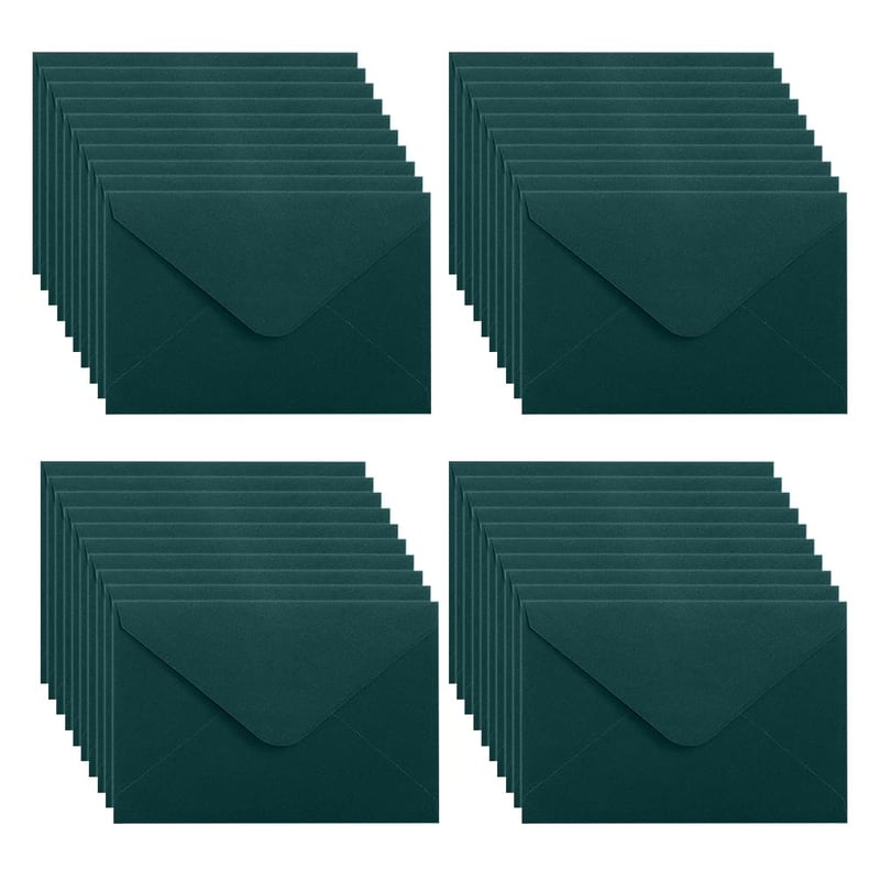 Sada 40 ks mini obálok WYAN, 15x10 cm, tmavozelené papierové obálky z kraftového papiera, klasické obálky, na svadbu, narodeniny, darčekové karty