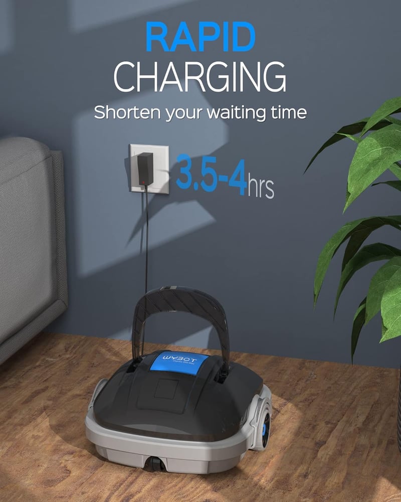 WYBOT Akkumulátoros Medence Takarító Robot, 100 Perc Autonóm Működés, Automatikus Parkolás - Dark Grey