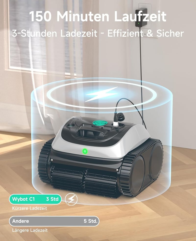 WYBOT C1 Akkumulátoros Medence Takarító Robot 150 Perc Autonóm Falvasaló Padló Tisztító - White
