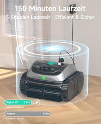 WYBOT C1 intelligens medence robot 150 perc futásidő, padló fal vízcsík tisztítás - Grey 6