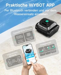 WYBOT C1 intelligens medence robot 150 perc futásidő, padló fal vízcsík tisztítás - Grey 7